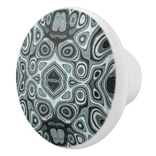 Pomo De Cerámica Oscuro Verde azulado azul marino verde gris tribu