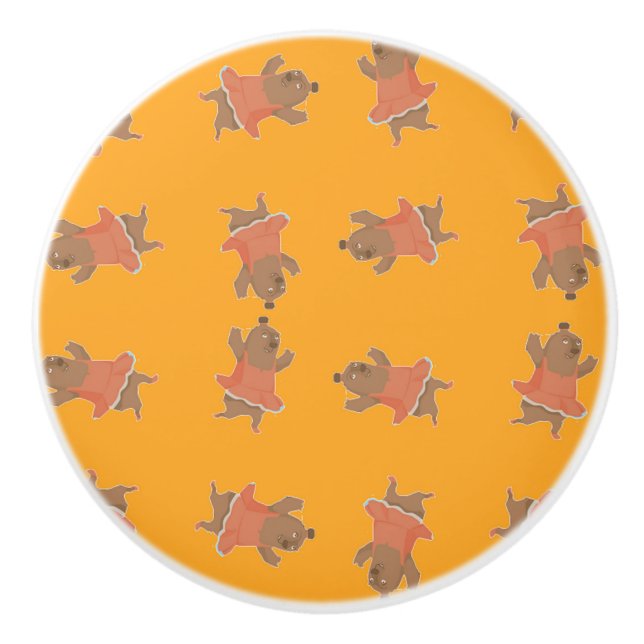 Pomo De Cerámica Oso bailarín marrón (Anverso)