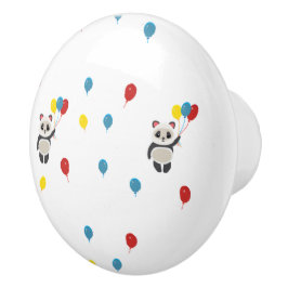 Pomo De Cerámica Oso panda con globos blanco