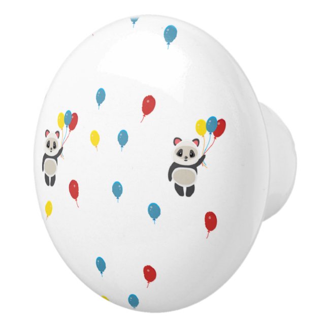 Pomo De Cerámica Oso panda con globos blanco (Derecha)