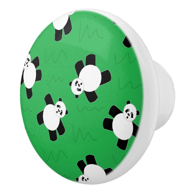 Pomo De Cerámica Oso panda tendido sobre la hierba (Derecha)