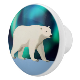 Pomo De Cerámica Oso Polar Cutáneo y Luces del Norte