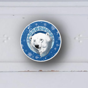 Pomo De Cerámica Oso polar Snowflakes Art Nouveau