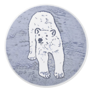 Pomo De Cerámica Oso polar sobre pintura de hielo - Arte de vida sa