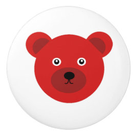 Pomo De Cerámica Oso Rojo Cubierto
