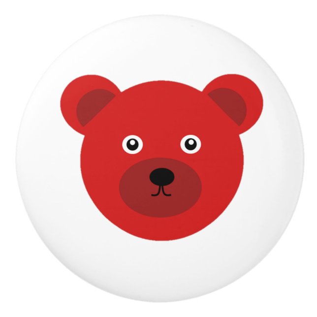 Pomo De Cerámica Oso Rojo Cubierto (Anverso)