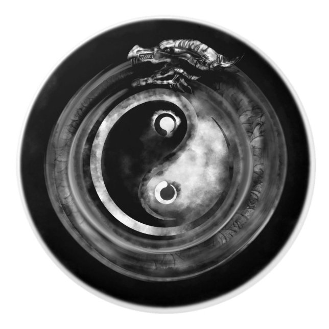 Pomo De Cerámica Ouroboros Yin - Yang (Anverso)