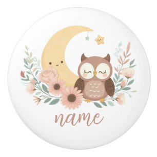 Pomo De Cerámica Oveja de bebé con luna