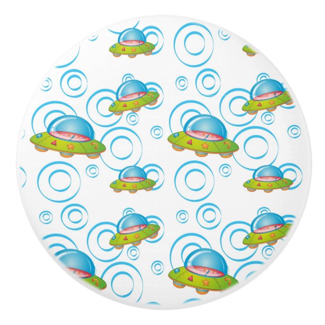 Pomo De Cerámica OVNI volador divertido (Anverso)