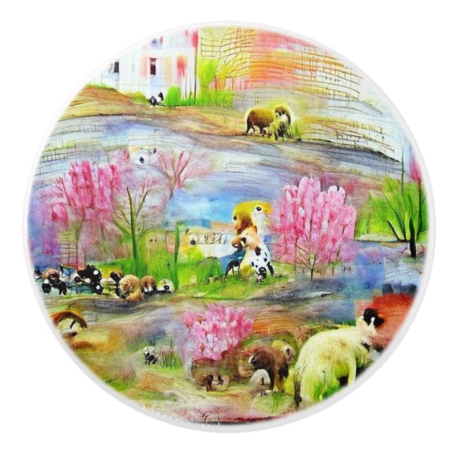 Pomo De Cerámica Paisaje acuarela (Anverso)