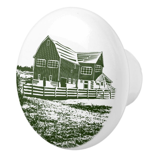 Pomo De Cerámica Paisaje campestre estilo madera casa de campo (Derecha)