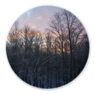 Pomo De Cerámica Paisaje de la Naturaleza del Sol Invierno I Pastel