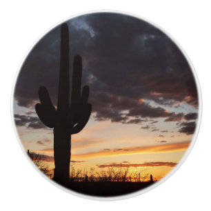 Pomo De Cerámica Paisaje del desierto Saguaro Sunset III Arizona