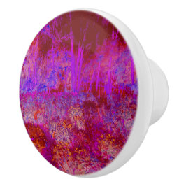 Pomo De Cerámica Paisaje Impresionista Rojo y Magenta Trippy