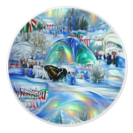 Pomo De Cerámica Paisaje invernal