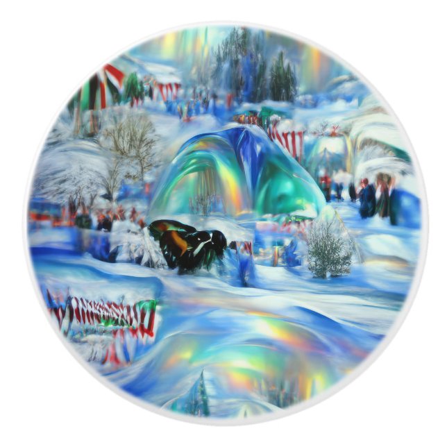 Pomo De Cerámica Paisaje invernal (Anverso)