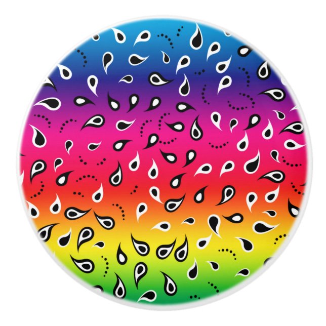 Pomo De Cerámica Paisley Rainbow (Anverso)