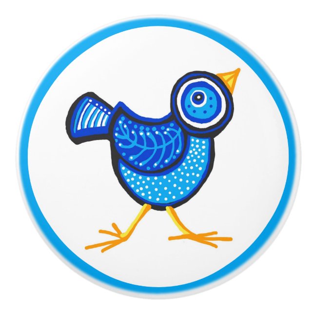 Pomo De Cerámica Pájaro azul de la felicidad (Anverso)