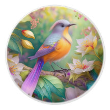 Pájaro de fantasía de cabeza lavanda y pecho naran