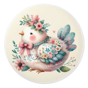 Pomo De Cerámica Pájaro folclórico con encanto Pastel Boho