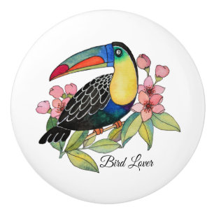 Pomo De Cerámica Pájaro Turco Acuático Con Flores
