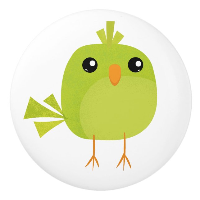 Pomo De Cerámica Pájaro Verde Dibujos Animados   (Anverso)
