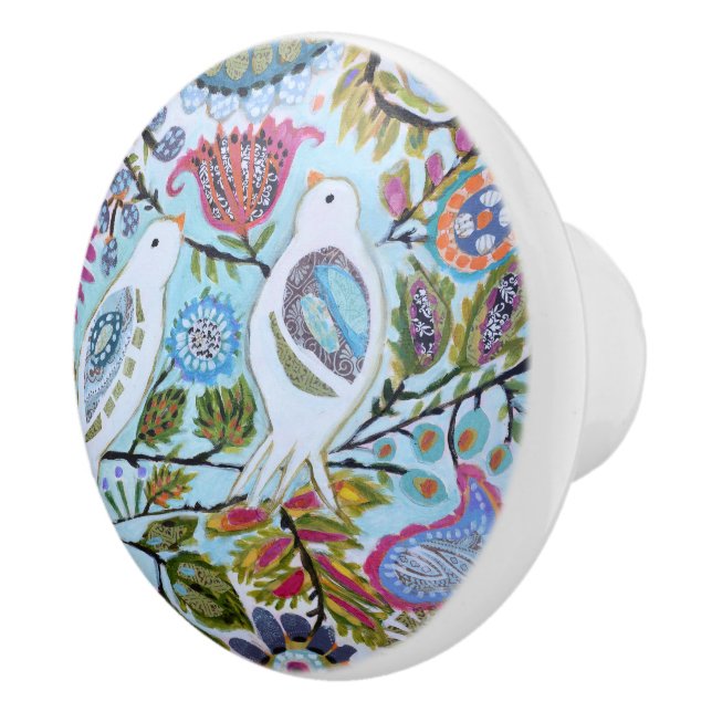 Pomo De Cerámica Pájaros de papel I (Derecha)