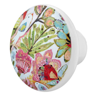 Pomo De Cerámica Pájaros de papel II