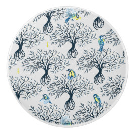 Pomo De Cerámica Pájaros y manzanos 