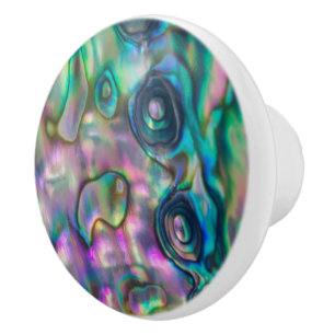 Pomo De Cerámica Palancas de la puerta de la mirada de Abalone Traz