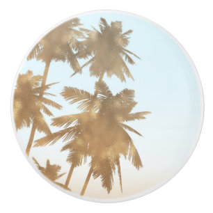 Pomo De Cerámica Palmeras de bronce de oro de Ombre de la playa de
