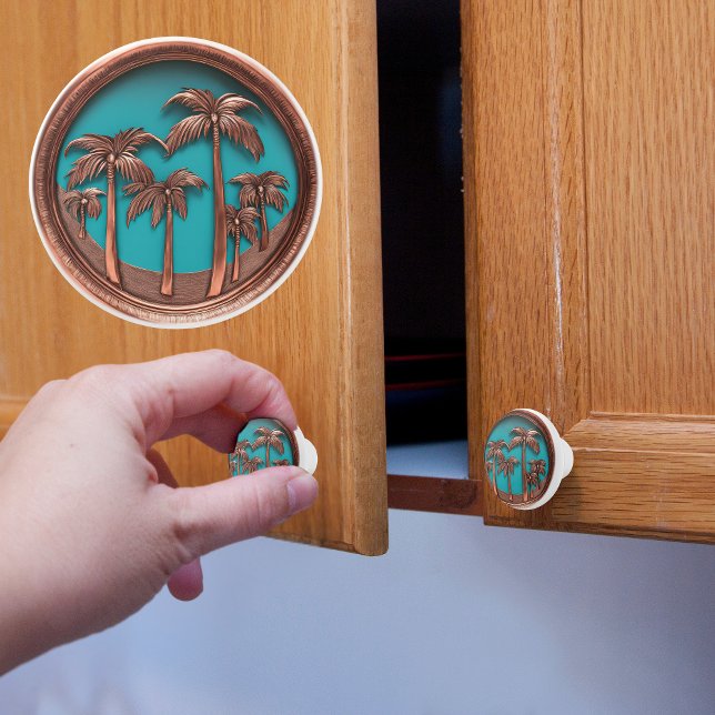 Pomo De Cerámica Palmeras de cobre y turquesa (Subido por el creador)