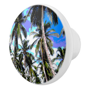 Pomo De Cerámica Palmeras en un diseño posterizado
