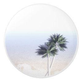 Pomo De Cerámica Palmeras Playa Océano Tropical Náutico Ancla