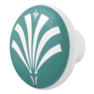 Pomo De Cerámica Palmetto Vintage Art Deco de los años 1920