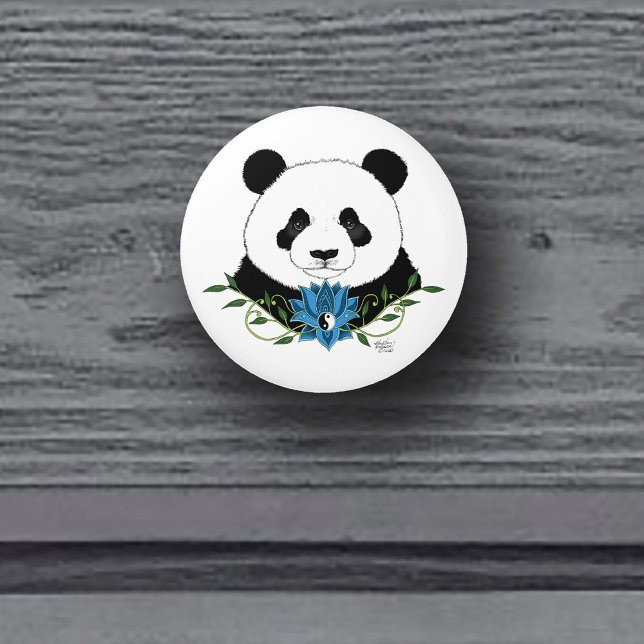 Pomo De Cerámica Panda Bear Lotus Flower Blue (Subido por el creador)