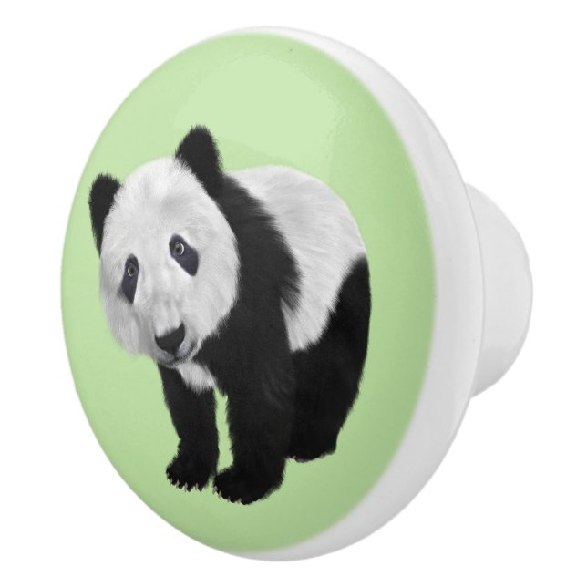 Pomo De Cerámica Panda Cub Green (Derecha)
