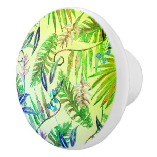 Pomo De Cerámica Pannaro hojas tropicales patrón gradiente verde