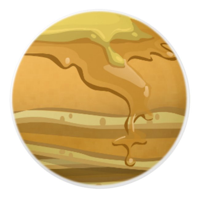 Pomo De Cerámica Panqueque y jarabe de arce lindo (Anverso)