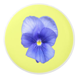 Pomo De Cerámica Pansy azul en amarillo - Tiras de cajón
