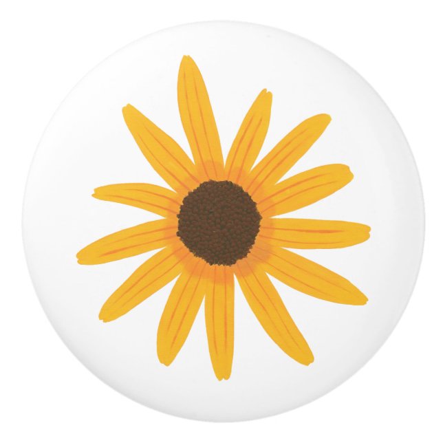 Pomo De Cerámica Pañuelo de cerámica de girasol amarillo pintado (Anverso)