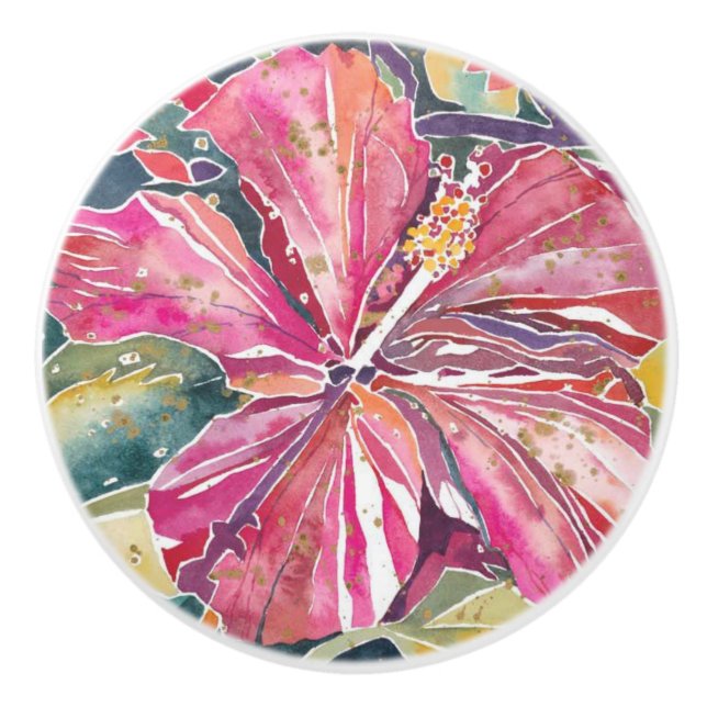 Pomo De Cerámica Pañuelos cerámicos - Flor de Hibiscus (Anverso)