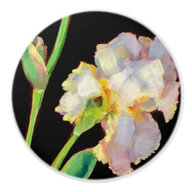 Pomo De Cerámica Pañuelos - Iris blanco (Anverso)