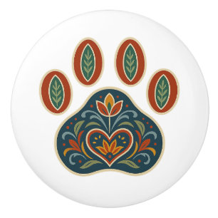 Pomo De Cerámica Papel floral Imprimir Rosemaling Folclore de arte