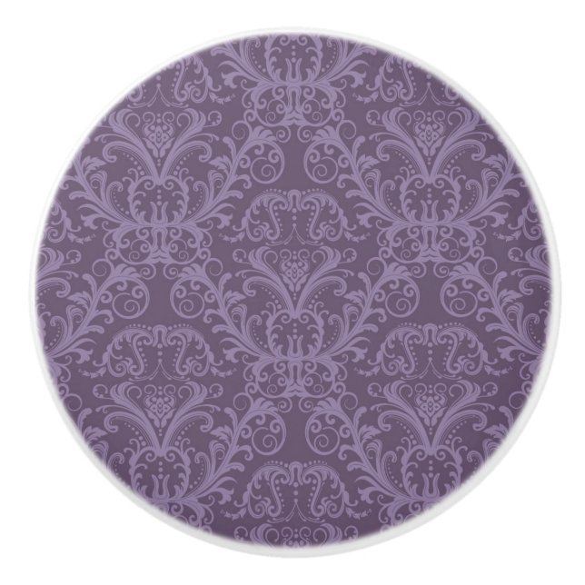 Pomo De Cerámica Papel morado floral 2 (Anverso)