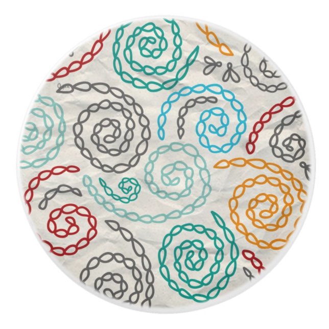 Pomo De Cerámica Papel rumpled suposición del bordado (Anverso)