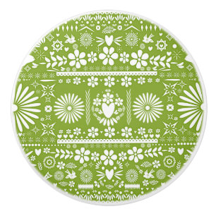 Pomo De Cerámica Papel verde aguacate lima picado mexicano español