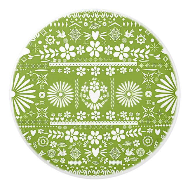 Pomo De Cerámica Papel verde del picado mexicano de aguacate (Anverso)
