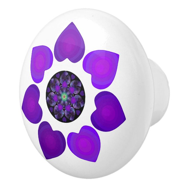 Pomo De Cerámica Paraguas morados y corazones .7 (Derecha)