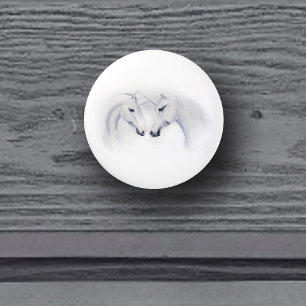 Pomo De Cerámica Pareja blanca de Unicornios